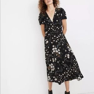 Madewell Puff-Sleeve Wrap-Front Midi Dress